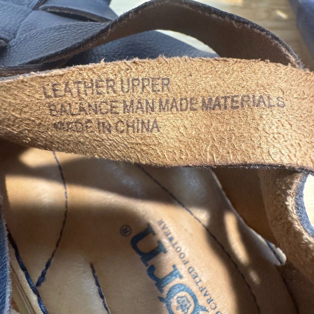 Born Iwa Woven Leather Gladiator Sandals Navy Blue Back Zip Comfort Women's 7M - Picture 9 of 14